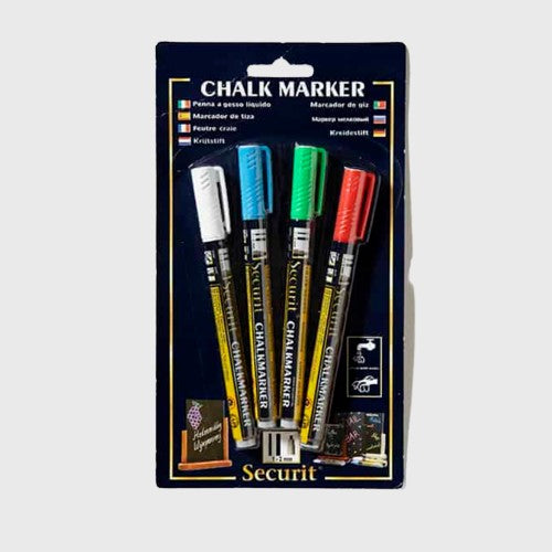 Securit® Assorted Mini Tip Chalk Markers 4 Pack