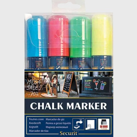 Securit® Assorted Big Tip Chalk Markers 4 Pack