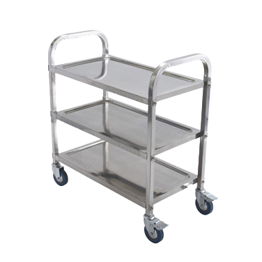 Trolley with (2) Handles 3-Tier Stainless Steel 30" x 16" x 33"H with Wheels