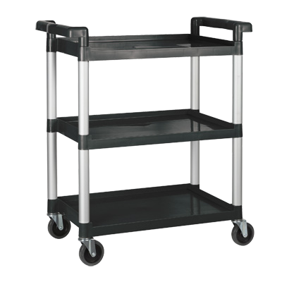 Utility Cart 3-Tier Black Plastic 330 lb Capacity 32"W x 16-1/8"D x 36-3/4"H