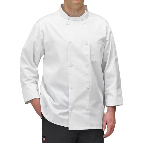 Chef Jacket Universal Fit White Small 65/35 Poly-Cotton Blend