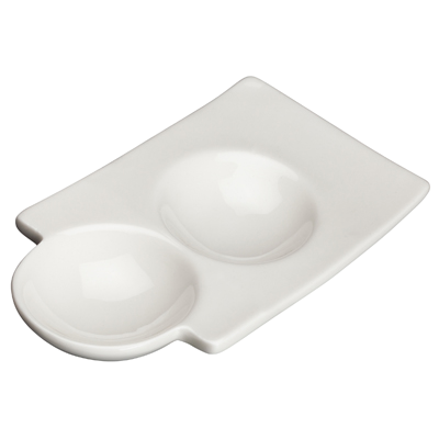 Duo Dish 2 oz. Bright White Porcelain 6"L - 36 Dishes/Case