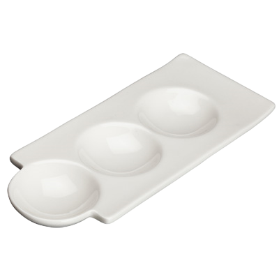 Trio Dish 3 oz. Bright White Porcelain 9-1/2"L - 36 Dishes/Case
