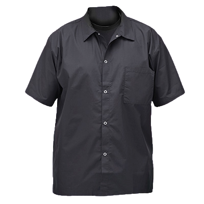 Broadway Chef Shirt Black Medium Short Sleeved 65/35 Poly-Cotton Blend