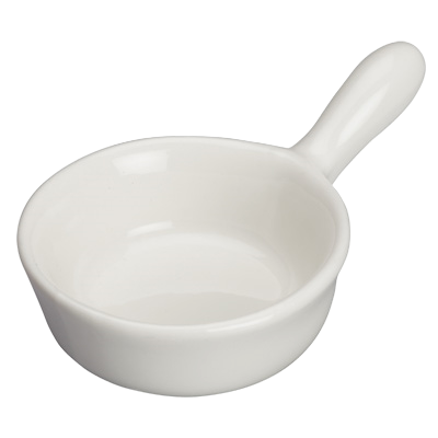 Mini Dish with Handle 1.1 oz. Bright White Porcelain 2-1/2" Diameter - 36 Dishes/Case