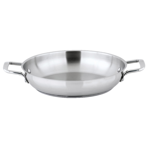 Induction Omelet Pan with Handles Tri-Ply Heavy Duty Stainless Steel 11" Diameter x 2-1/8" Height