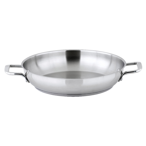 Induction Omelet Pan with Handles Tri-Ply Heavy Duty Stainless Steel 12-1/2" Diameter x 2-1/4" Height