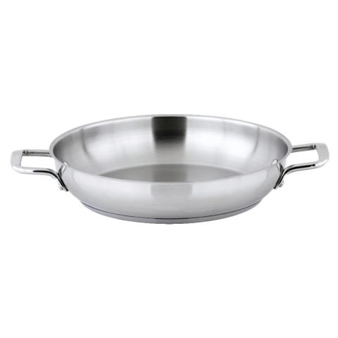 Induction Omelet Pan with Handles Tri-Ply Heavy Duty Stainless Steel 12-1/2" Diameter x 2-1/4" Height