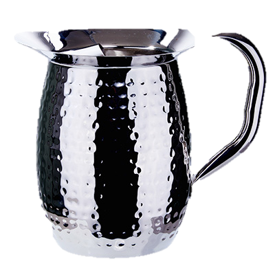 superior-equipment-supply - Winco - Deluxe Bell Pitcher Heavyweight Stainless Steel Hammered Mirror Finish 3 Quart