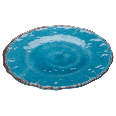 Plate Blue Hammered Melamine 9" Diameter - 24 Plates/Pack