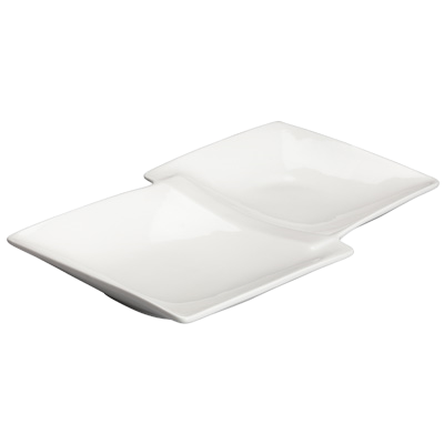 Duo Plate Bright White Porcelain 13-7/8" x 8" - 12 Plates/Case