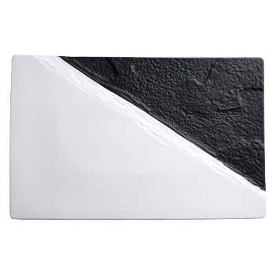 Platter Black & White Porcelain 15-1/2" x 10" - 2 Platters/Pack