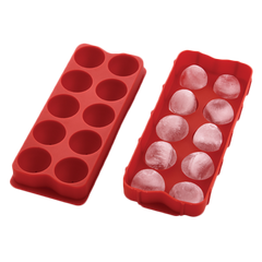 Harold Imports Cocktail Ice Ball Tray (10) Round 1.5" Ice Balls 9.25" x 3.75" Red FDA Approved Silicone