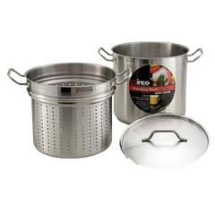 Steamer/Pasta Cooker with Cover 12 qt. Tri-Ply Heavy Duty 18/8 Stainless Steel 10-1/4" Diameter x 9-3/8" Height