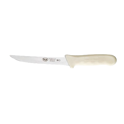 Boning Knife Stamped Wide 6" No-Stain German Steel Blade with White Polypropylene Handle 10-7/8" O.A.L.