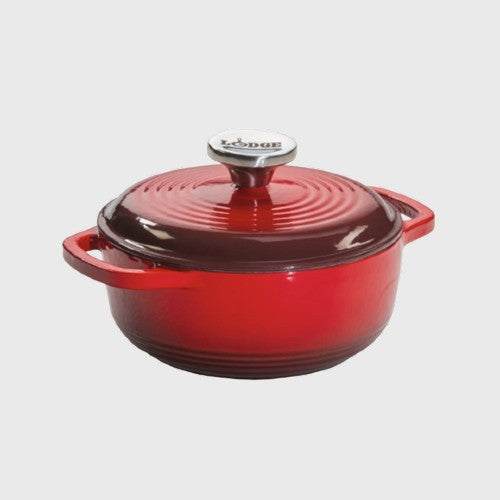 Lodge Porcelain Enameled Cast Iron Dutch Oven Red 1.5 Qt.