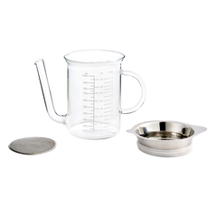 Harold Imports Gravy Strainer & Fat Separator 32 Ounces(4 Cups) 6.25" X 8.5" X 4" Clear Stainless Steel Silicone Top Borosilicate Glass