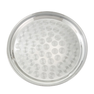 Swirl Service Tray with Swirl Design Round Stainless Steel Polished Finish 12" Diameter
