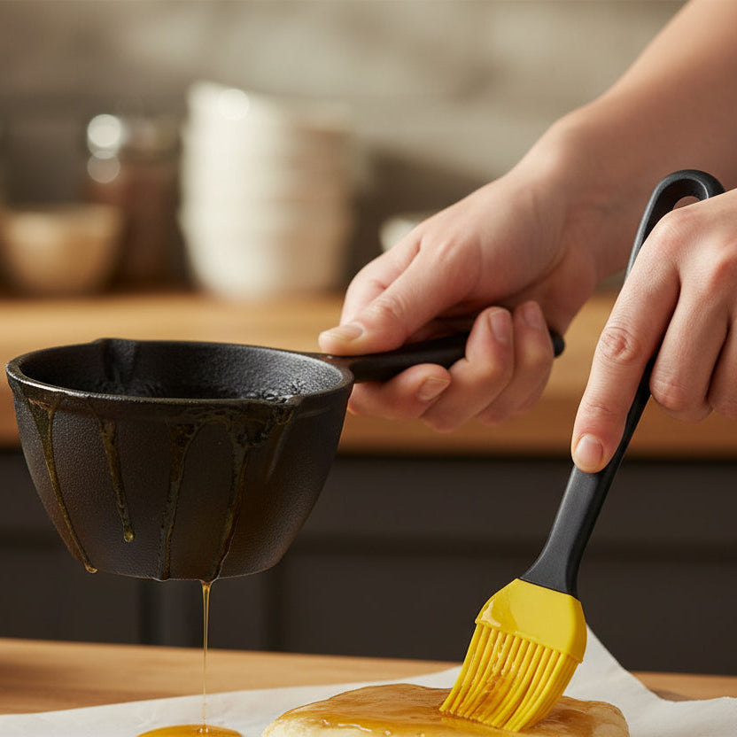 Lodge Cast Iron Melting Pot and Silicone Brush 20 oz. LMPB21
