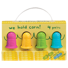 HIC Butter Baby Corn Pick Set Assorted Colors Green Blue Yellow Pink BPA-Free Plastic