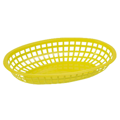 Basket Oval Yellow BPA Free Heavy Duty Plastic 10-1/4" x 6-3/4" x 2"H - One Dozen