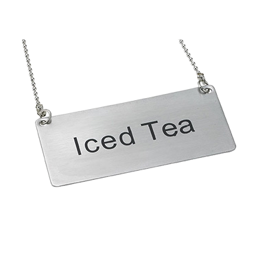 Beverage Chain Sign "Iced Tea" Stainless Steel 3-1/2"L x 1-3/4"W