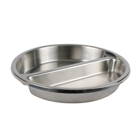 Chafer Food Pan Round 6 qt. Divided Stainless Steel 15-1/4" Diameter