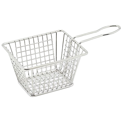Mini Fry Basket Rectangular 18/8 Stainless Steel 5" x 4" x 4"H