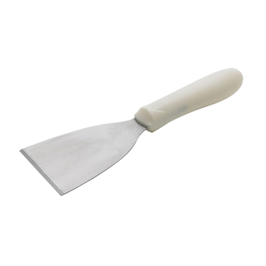 Scraper Stainless Steel Satin Finish with White Polypropylene Handle 4-1/2" x 3-1/8"