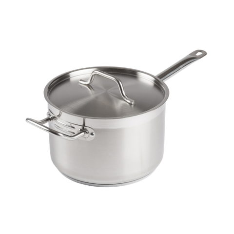 Premium Induction Sauce Pan with Cover 7-1/2 qt. Tri-Ply Heavy Duty 18/8 Stainless Steel 9-1/2" Diameter x 6-1/8" Height