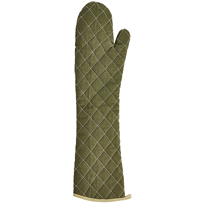 Oven Mitt Green Cotton Flame Resistant 24"