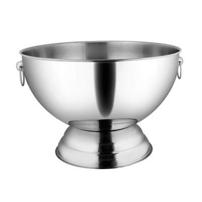 Punch Bowl with Ring Handles 3-1/2 Gallon Tapered Stainless Steel Mirror Finish