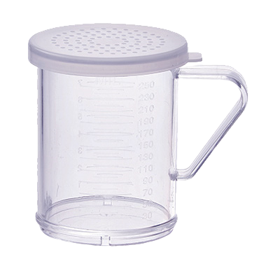 Shaker/Dredge with Handle 10 oz. Clear Polycarbonate with Snap-On Medium Holes Lid