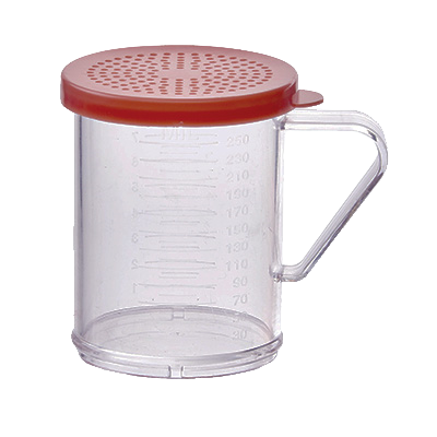 Shaker/Dredge with Handle 10 oz. Clear Polycarbonate with Rose Snap-On Lid