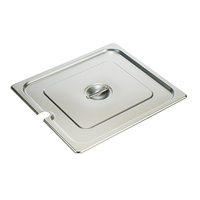 Steam Table Pan Cover with Handle 2/3 Size Slotted 25-Gauge Standard Weight 18/8 Stainless Steel