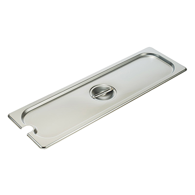 Steam Table Pan Cover 1/2 Size Notched 25 Gauge Standard Weight Stainless Steel