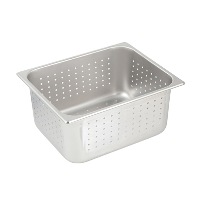 Steam Table Pan 1/2 Size Perforated 25 Gauge Stainless Steel 6" Deep