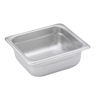 Steam Table Pan 1/6 Size 22 Gauge Heavy Weight 18/8 Stainless Steel 6-7/8" x 6-5/16" x 2-1/2"