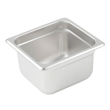 Steam Table Pan 1/6 Size 25 Gauge 18/8 Stainless Steel 6-7/8" x 6-5/16" x 4"