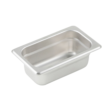 Steam Table Pan 1/9 Size 25 Gauge 18/8 Stainless Steel 6-3/4" x 4-1/4" x 2-1/2"