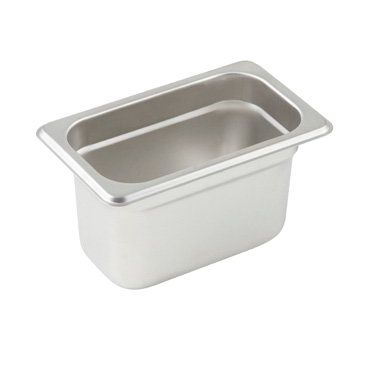 Steam Table Pan 1/9 Size 25 Gauge 18/8 Stainless Steel 6-3/4" x 4-1/4" x 4"