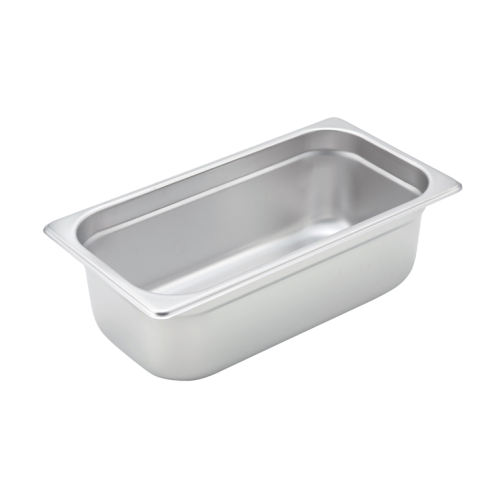 Steam Table Pan 1/3 Size 24 Gauge 18/8 Stainless Steel 6-7/8" x 12-3/4" x 4"