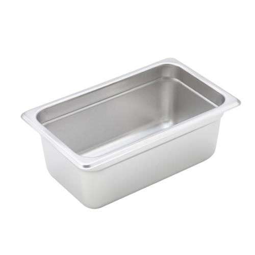 Steam Table Pan 1/4 Size 24 Gauge 18/8 Stainless Steel 10-5/6" x 6-5/16" x 4"