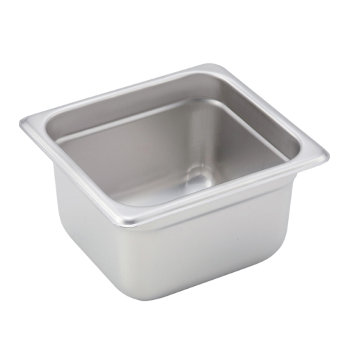 Steam Table Pan 1/6 Size 24 Gauge 18/8 Stainless Steel 6-7/8" x 6-5/16" x 4"
