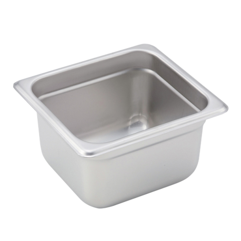 Steam Table Pan 1/6 Size 24 Gauge 18/8 Stainless Steel 6-7/8" x 6-5/16" x 4"