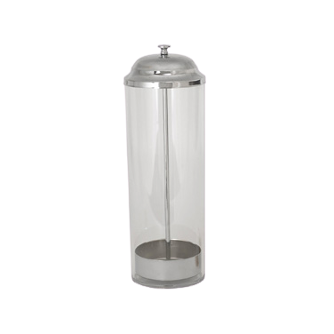 Straw Dispenser 100 Straw Capacity BPA Free SAN Plastic with Stainless Steel Accent 3-3/8" Diameter x 10-3/4" Height