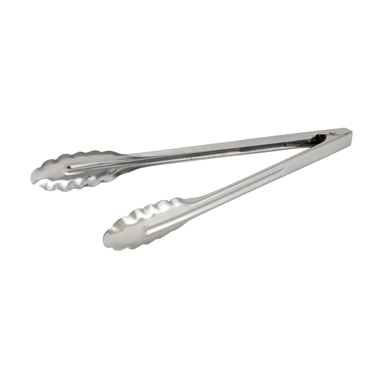 Utility Tongs Scalloped Edge Medium Weight 0.6 mm Stainless Steel 12"