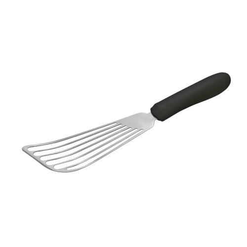 Fish Spatula Stainless Steel with Black Polypropylene Handle 6-3/4" x 3-1/4" Blade