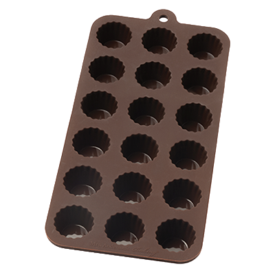 HIC Chocolate Cordial Cup Mold 18 per Sheet 8.5" x 4" Brown Silicone
