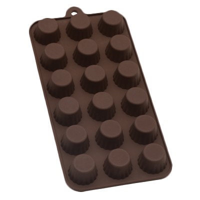 HIC Chocolate Cordial Cup Mold 18 per Sheet 8.5" x 4" Brown Silicone